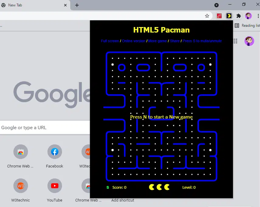 Pacman Game Offline for Google Chrome para Google Chrome - Extensão Download